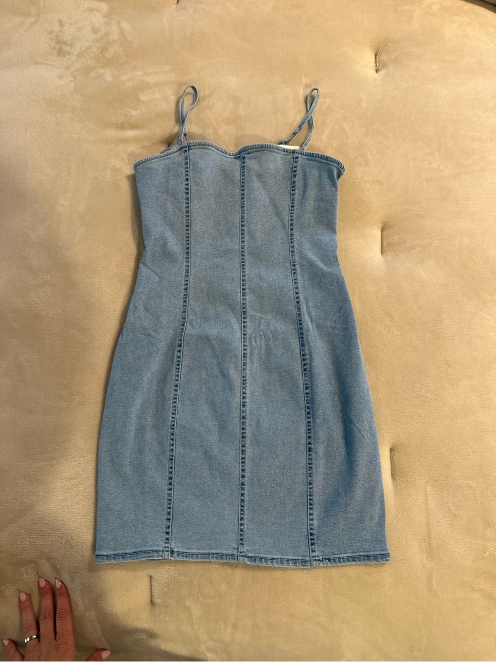 Denim Spaghetti-Strap Bodycon Dress - Light Blue